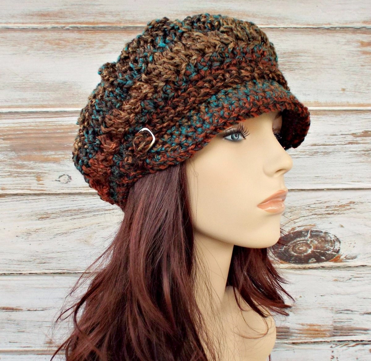 Crochet Hat for Women, Womens Hat With Brim, Winter Newsboy