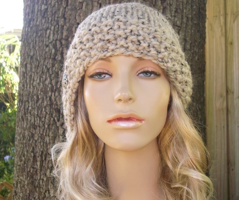 Oatmeal Cloche Hat Oatmeal Knit Hat Oatmeal Hat Oatmeal Beanie Womens Accessories Winter Hat Knit Hat Oatmeal Womens Hat