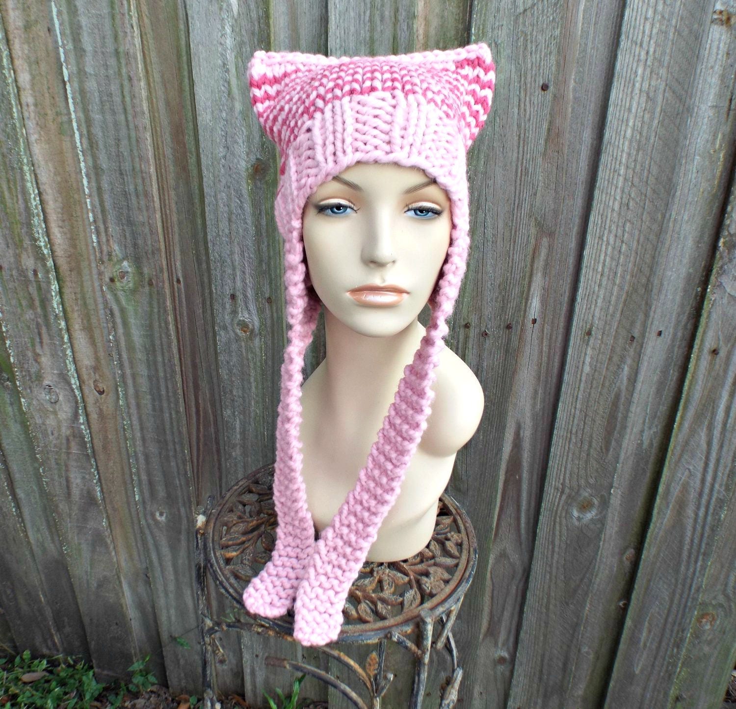 Pink Pussy Hat, Pink Pussyhat, Chunky Knit Hat, Womens Hat  display picture 3
