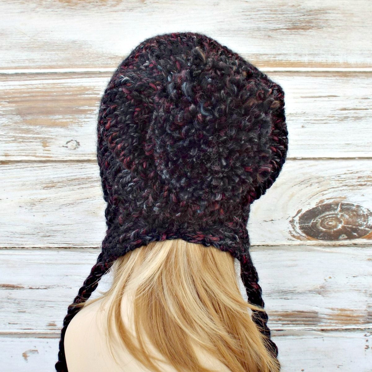 Nayt Men's Peruvian Helmet Style Earflap Strings Beanie Knit