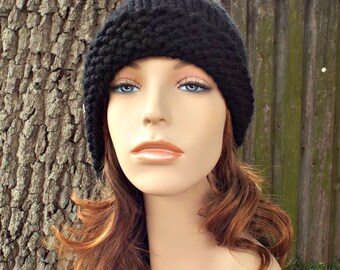 Black Cloche Hat for Women, Chunky Knit Hat, Womens Hat, Mens Hat, Knit  Cloche, Knit Beanie, Knit Cap, Cloche Beanie, Fitted Beanie - Etsy UK