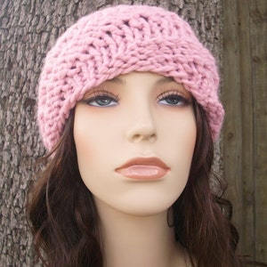 Chunky Knit Hat, Womens Hat, Mens Hat, Winter Hat, Knit Beanie, Knit Cap, Womens Beanie, Mens Beanie, Swirl Beanie, Blossom Pink image 4