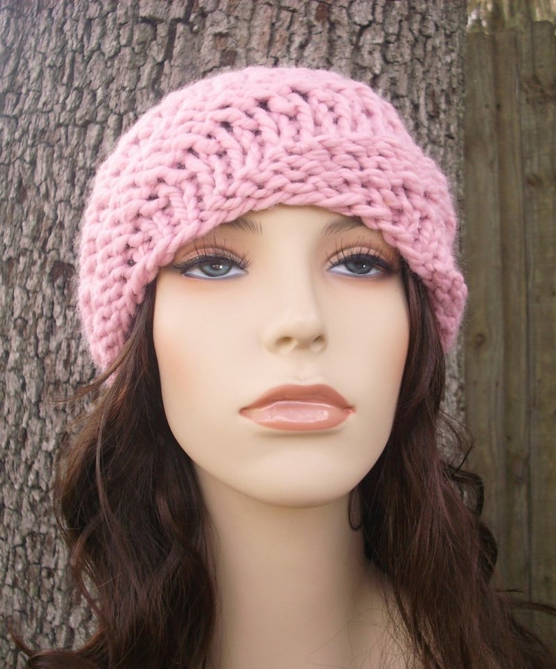 Chunky Knit Hat, Womens Hat, Mens Hat, Winter Hat, Knit Beanie, Knit Cap, Womens Beanie, Mens Beanie, Swirl Beanie, Blossom Pink image 4