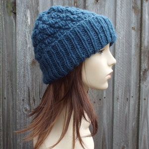 Knit Hat Pattern, Knit Beanie, Hat Knitting Pattern, Knitting Tutorial, Womens Hat, Mens Hat, Bulky Yarn, Folded Brim Beanie, Hickory Beanie image 5