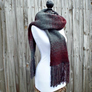 Knit Scarf, Womens Scarf, Mens Scarf, Oversized Scarf, Winter Scarf, Double Knit Scarf With Fringe image 1