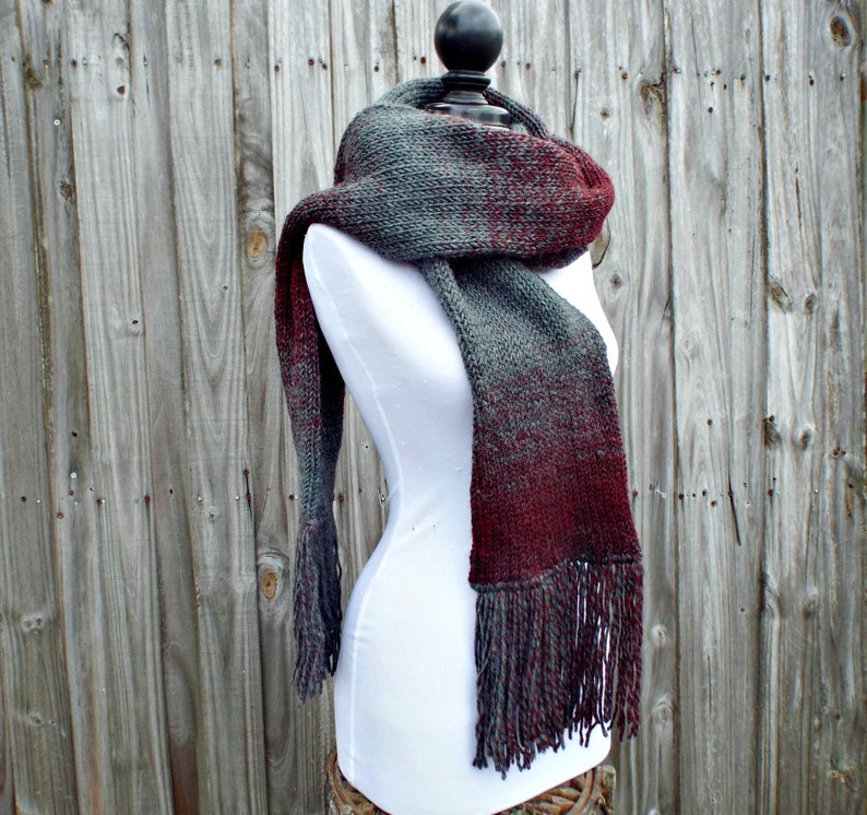 Knit Scarf, Womens Scarf, Mens Scarf, Oversized Scarf, Winter Scarf, Double Knit Scarf With Fringe image 1