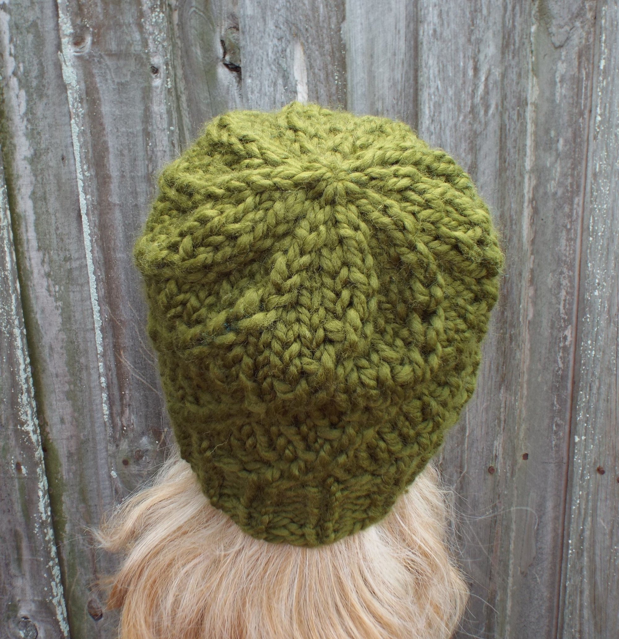 HandKnit Chunky Cilantro Wool Blend Ribbed Knit Beanie Close-Fit Wool-Blend Ribbed Knit Beanie — The Dashery main image 2