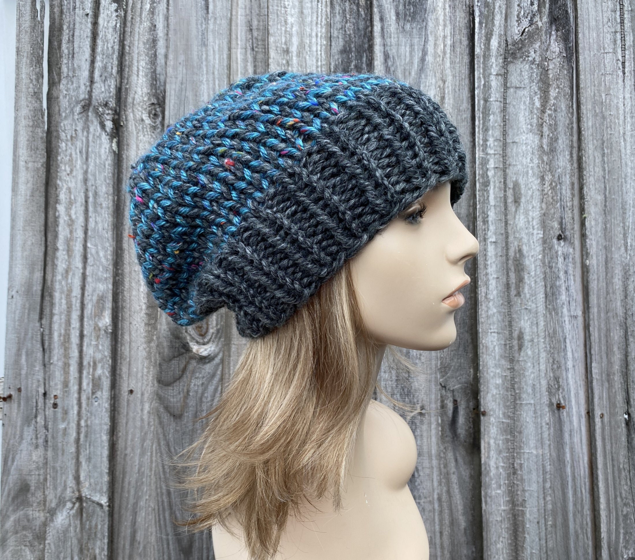 Hand Knit Beanie, Chunky Knit Hat, Womens Hat, Mens Hat
