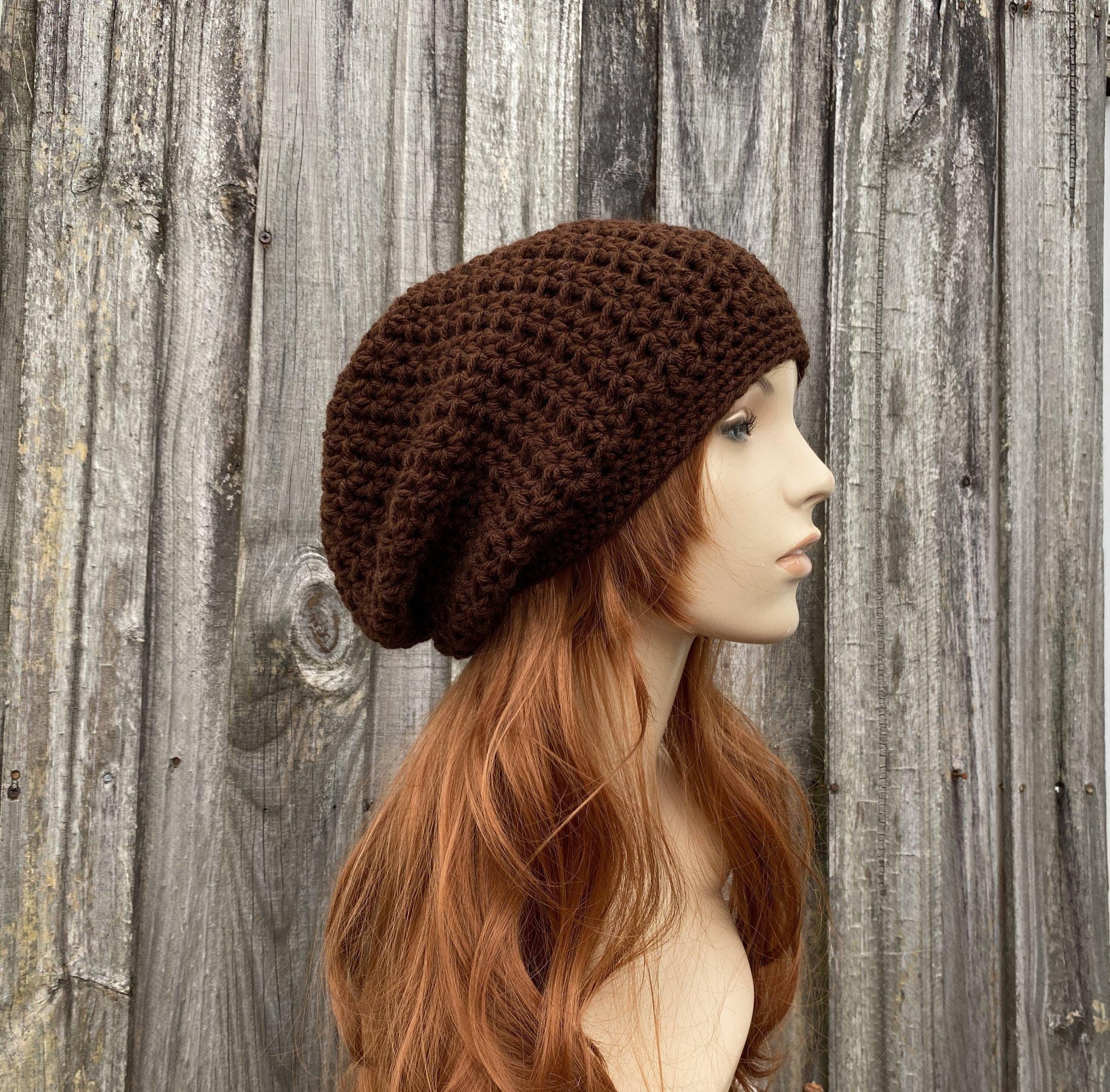 Women\'s Crochet Knitted Style Beanie Slouchy Hat Tan Crochet Textured Slouchy Hat – My Crafty Hook main image 2