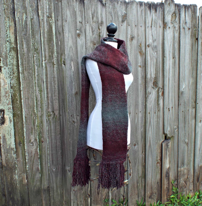 Knit Scarf, Womens Scarf, Mens Scarf, Oversized Scarf, Winter Scarf, Double Knit Scarf With Fringe image 6