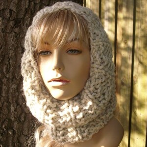 Chunky Knit Cowl, Knit Scarf, Cowl Scarf, Mens Cowl, Womens Cowl, Mens Scarf, Womens Scarf, Twilight Neckwarmer, Wheat image 3