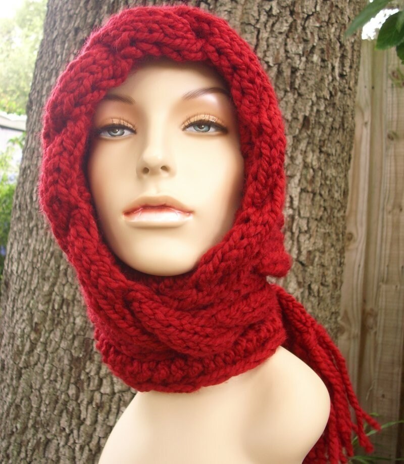 Women's Hooded Scarf Chunky Knit Scarf Neckwarmer | Etsy