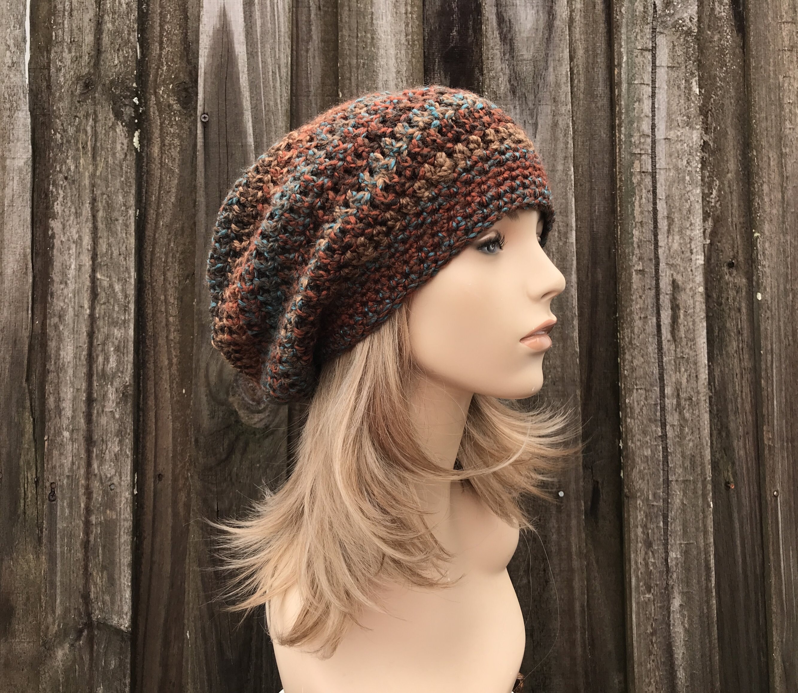 Bohemian Slouchy warm knit colorful women\'s hat & antique brooch Boho Women main image 3