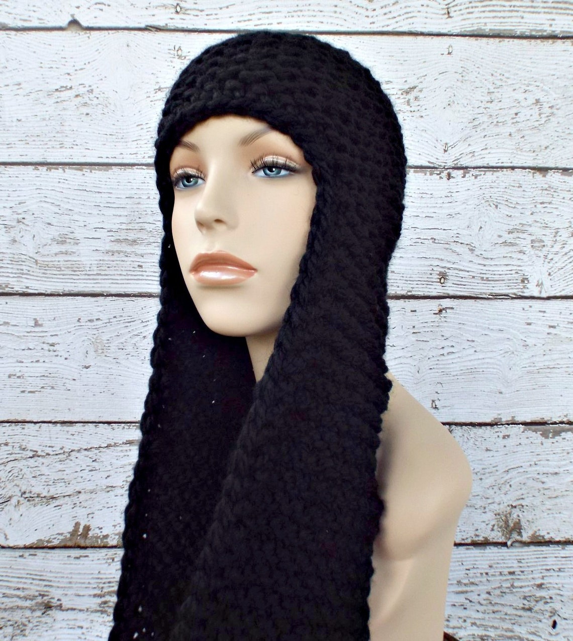 Black Knit Hat Black Womens Hat Black Ear Flap Hat Garter Etsy