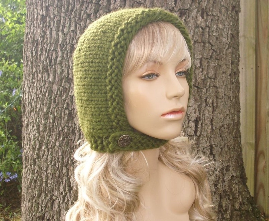 Chunky Knit Hat, Womens Hat, Winter Womens Hood, Aviator Cap in