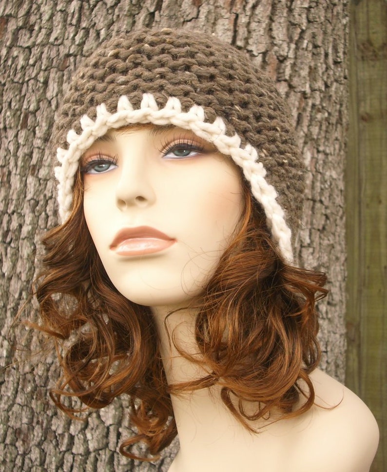 Brown Hat Brown Beanie Womens Accessories Winter Hat Brown Ear Flap Hat Womens Hat Garter Helmet Barley Brown Knit Hat