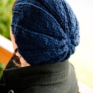 Chunky Knit Hat, Womens Hat, Mens Hat, Winter Hat, Knit Beret, Knit Beanie, Knit Cap, Urchin Beret, Navy Blue image 5