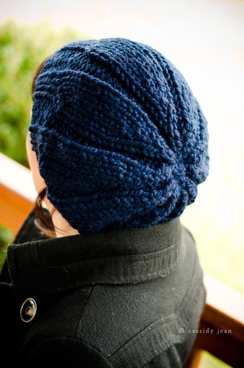 Chunky Knit Hat, Womens Hat, Mens Hat, Winter Hat, Knit Beret, Knit Beanie, Knit Cap, Urchin Beret, Navy Blue image 5