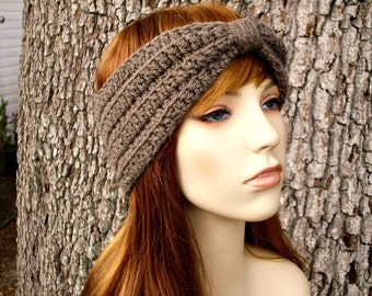 Diadema de crochet, Banda para la cabeza de crochet, Calentador de orejas de crochet, Calentador de orejas de crochet, Diadema de mujer, Diadema turbante, Taupe