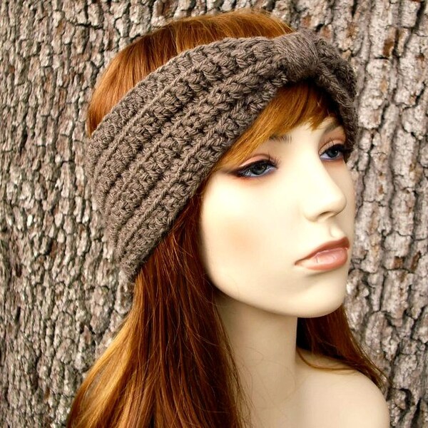 Diadema de crochet, Banda para la cabeza de crochet, Calentador de orejas de crochet, Calentador de orejas de crochet, Diadema de mujer, Diadema turbante, Taupe