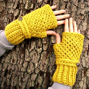 Crochet Mittens, Fingerless Gloves, Fingerless Mitts, Fingerless Mittens, Crochet Gloves, Hand Warmers, Winter Gloves, Mustard