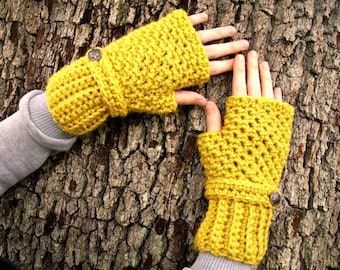 Crochet Mittens, Fingerless Gloves, Fingerless Mitts, Fingerless Mittens, Crochet Gloves, Hand Warmers, Winter Gloves, Mustard