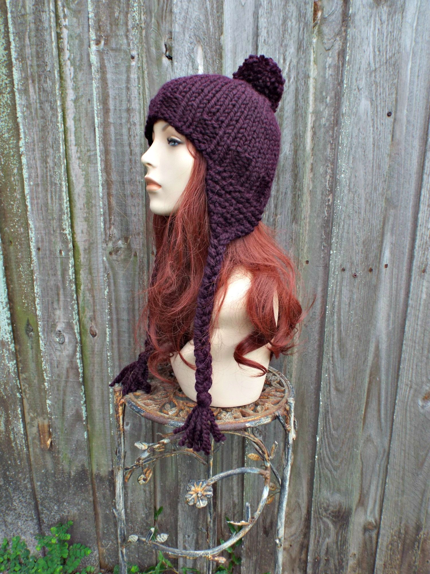 Chunky Knit Hat With Ear Flaps for Women and Men, Womens Hat, Mens Hat, Winter Hat, Knit Beanie, Knit Toque, Knit Cap, Eggplant Purple - Etsy Chunky Knit Hat With Ear Flaps for Women and Men, Womens Hat, Mens Hat, Winter Hat, Knit Beanie, Knit Toque, Knit Cap, Eggplant Purple - Etsy