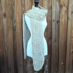 Chunky Crochet Scarf, Womens Scarf, Mens Scarf, Oversized Scarf, Winter Scarf, New Englander Scarf, Oatmeal
