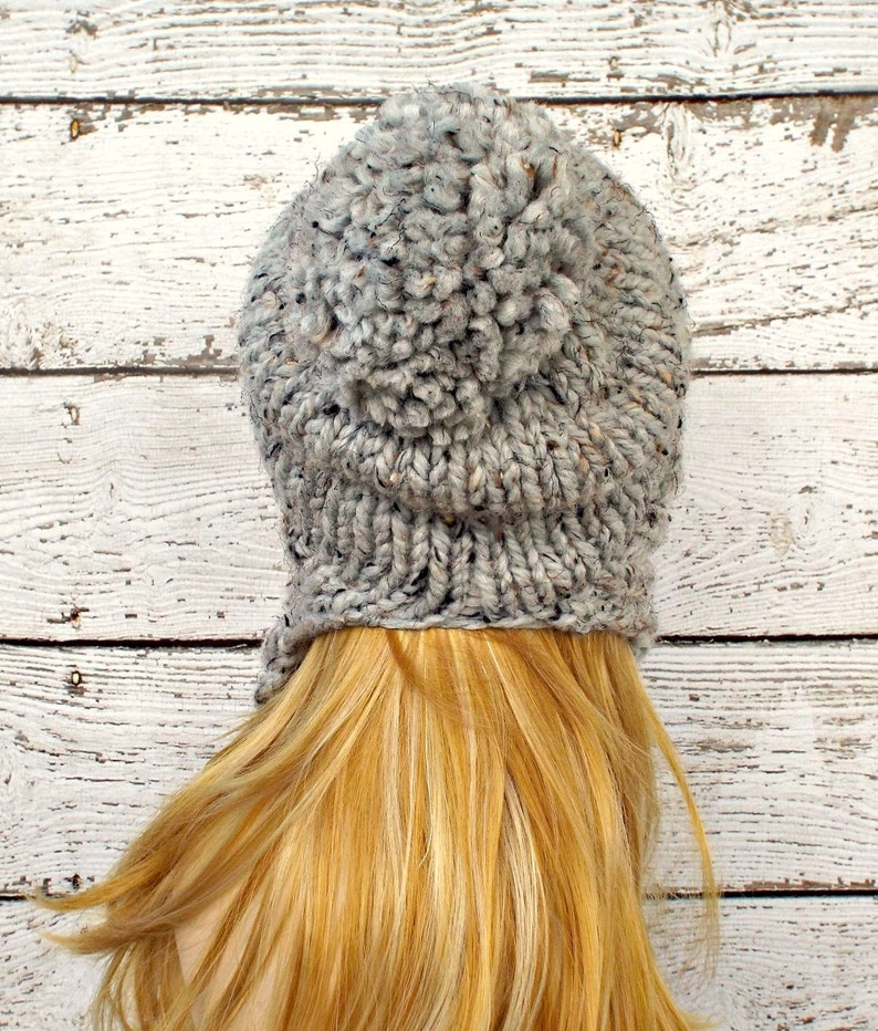 Slouchy Beanie Knit Hat Easy Knitting Patterns For Hats Knitted Hat Patterns Womens Hats Knitting Tutorial How To Knitting PDF Pattern image 5