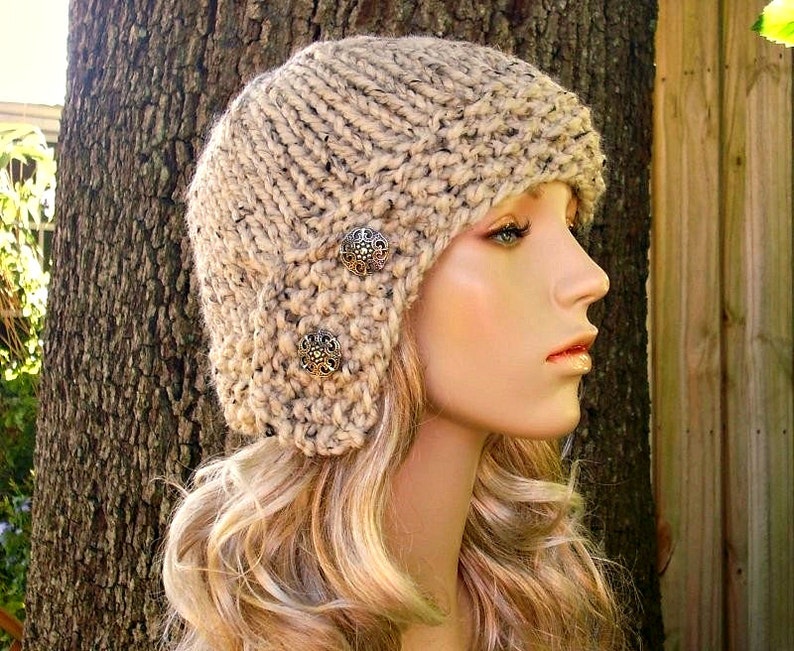 Oatmeal Cloche Hat Oatmeal Knit Hat Oatmeal Hat Oatmeal Beanie Womens Accessories Winter Hat Knit Hat Oatmeal Womens Hat
