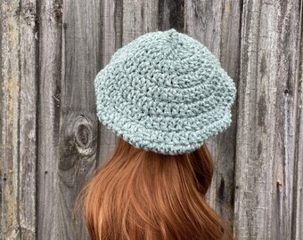 Crochet Beret, Chunky Crochet Hat, Womens Beret, Slouchy