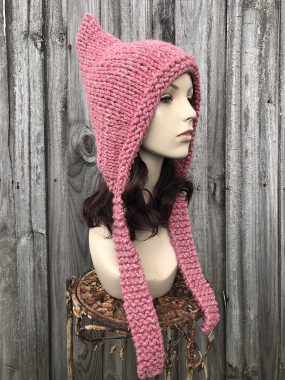 Crochet Light Pink Pixie Chunky Beanie Hat CROCHET PIXIE HAT PATTERN — GuChet.com main image 2