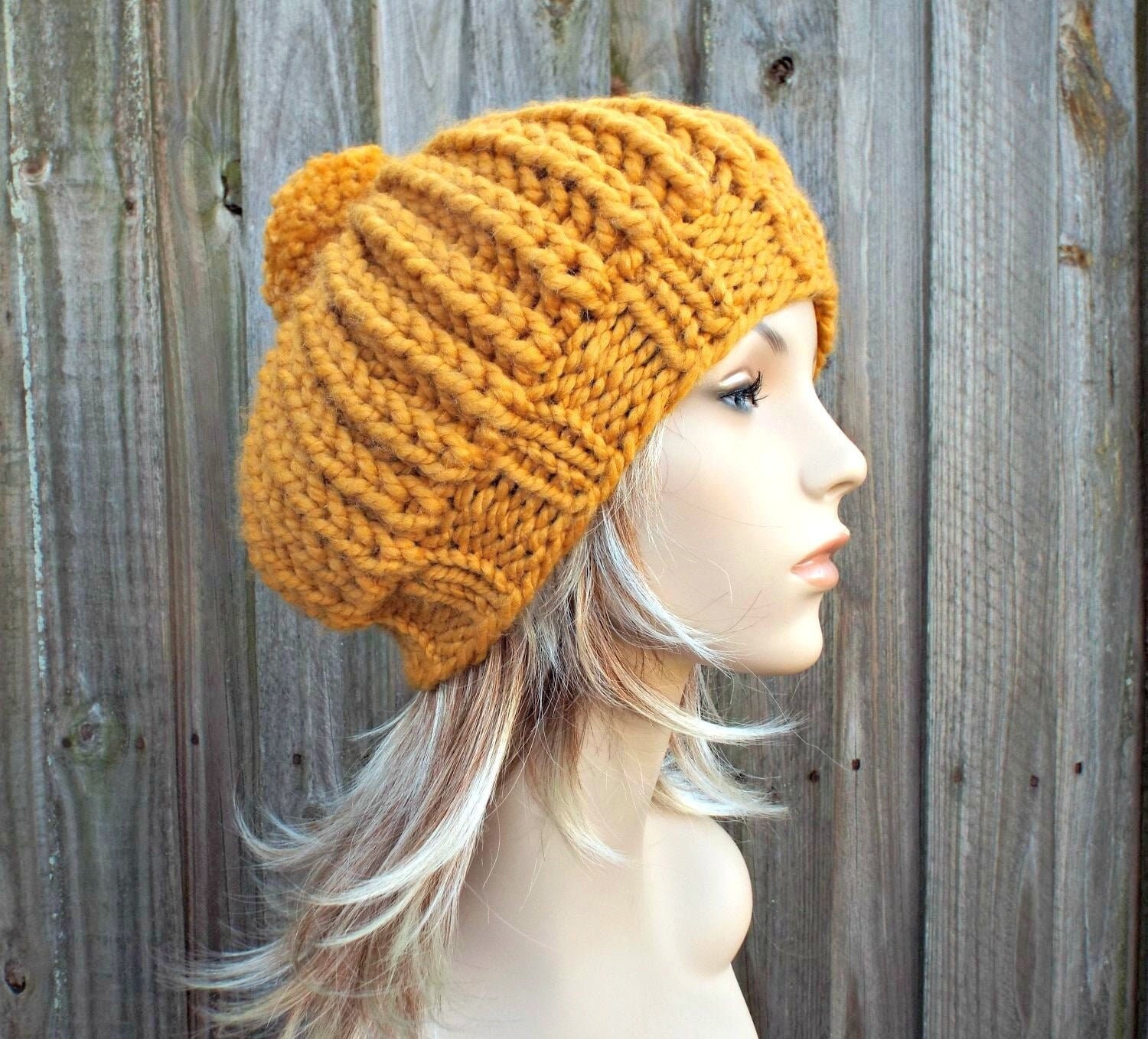 激安価格の Chunky Knit Oversized Hat, Winter Hat, Mens Hat, Womens Hat, 帽子