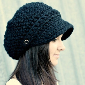 Crochet Hat for Women, Womens Hat With Brim, Winter Newsboy