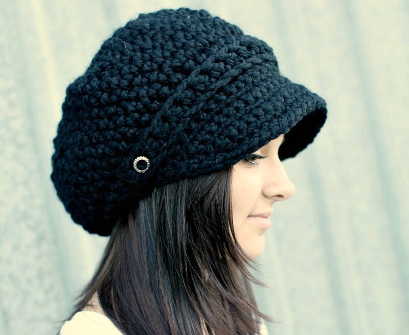 Black Hat, Black Newsboy Cap, Chunky Crochet Hat, Womens Hat, Mens Hat, Winter Hat, Newsboy Hat, Newsboy Cap, Crochet Cap - Etsy Black Hat, Black Newsboy Cap, Chunky Crochet Hat, Womens Hat, Mens Hat, Winter Hat, Newsboy Hat, Newsboy Cap, Crochet Cap - Etsy