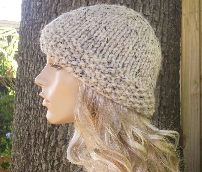 Oatmeal Cloche Hat Oatmeal Knit Hat Oatmeal Hat Oatmeal Beanie Womens Accessories Winter Hat Knit Hat Oatmeal Womens Hat