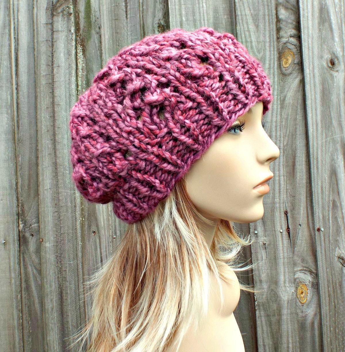 Instant Download Chunky Lace Beanie Knitting Pattern - Knit