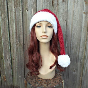 Santa Hat Knitting Pattern - Instant Download Knit Hat Pattern - Christmas Hat Pattern - Adult Size Double Brim Santa Hat Pattern Winter Hat image 5