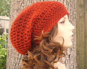 Slouchy Crochet Hat, Womens Hat, Mens Hat, Crochet Beanie, Crochet Cap, Winter Hat, Slouchy Beanie, Slouchy Hat, Weekender Beanie, Brick Red