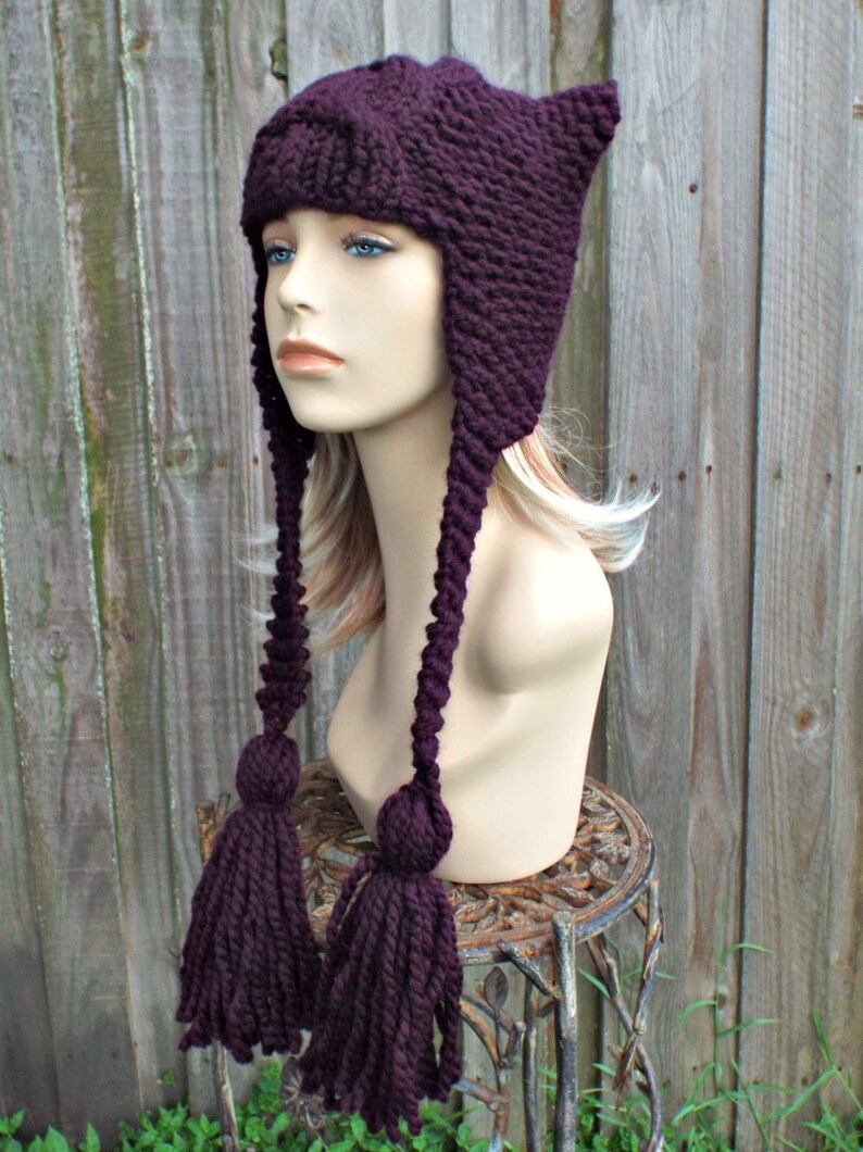 Chunky Knit Hat Womens Hat Trapper Hat Earflap Hat Womens Etsy
