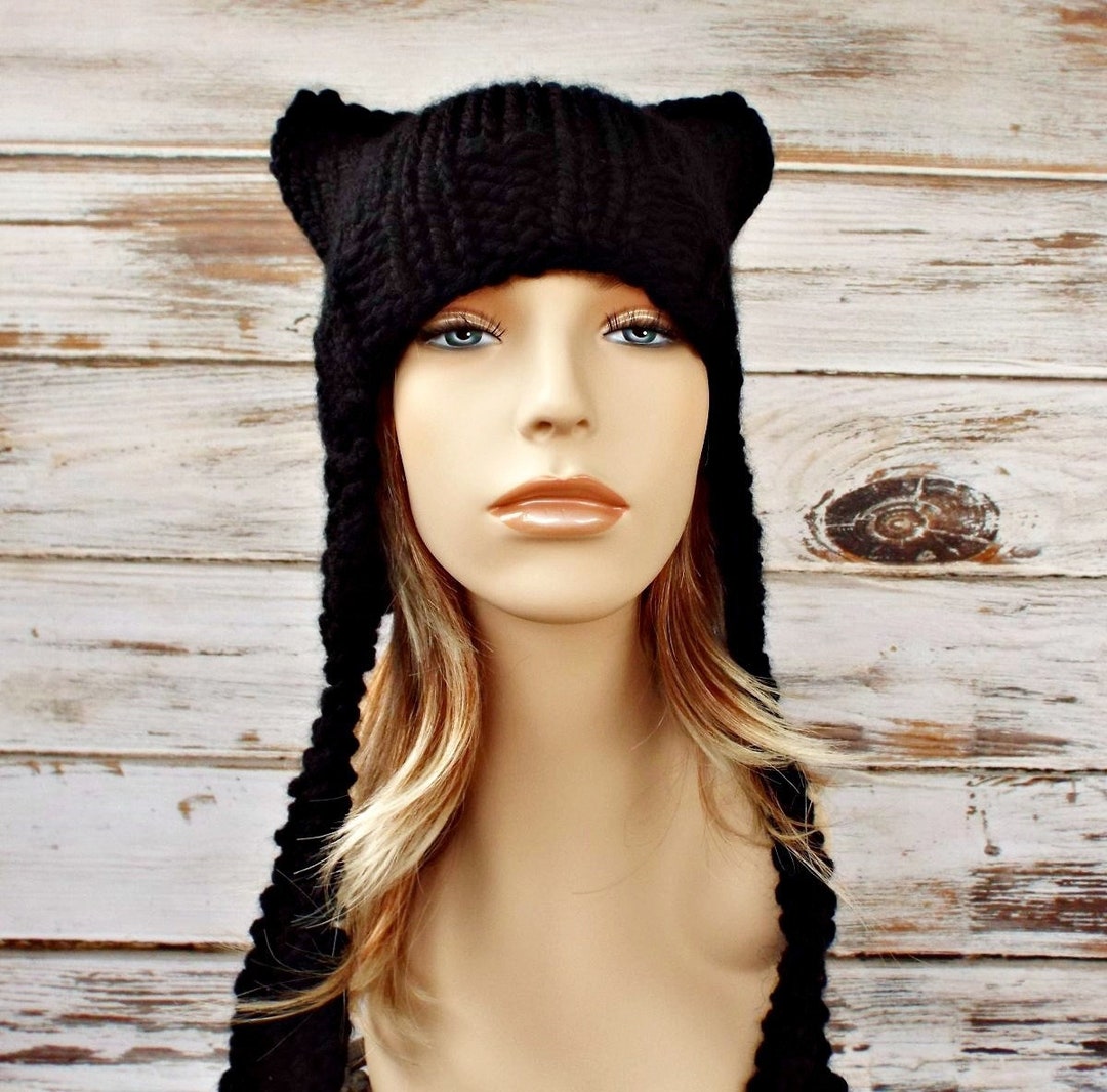 Chunky Knit Hat, Cat Hat, Cat Eat Hat, Womens Hat, Mens Hat, Winter Hat
