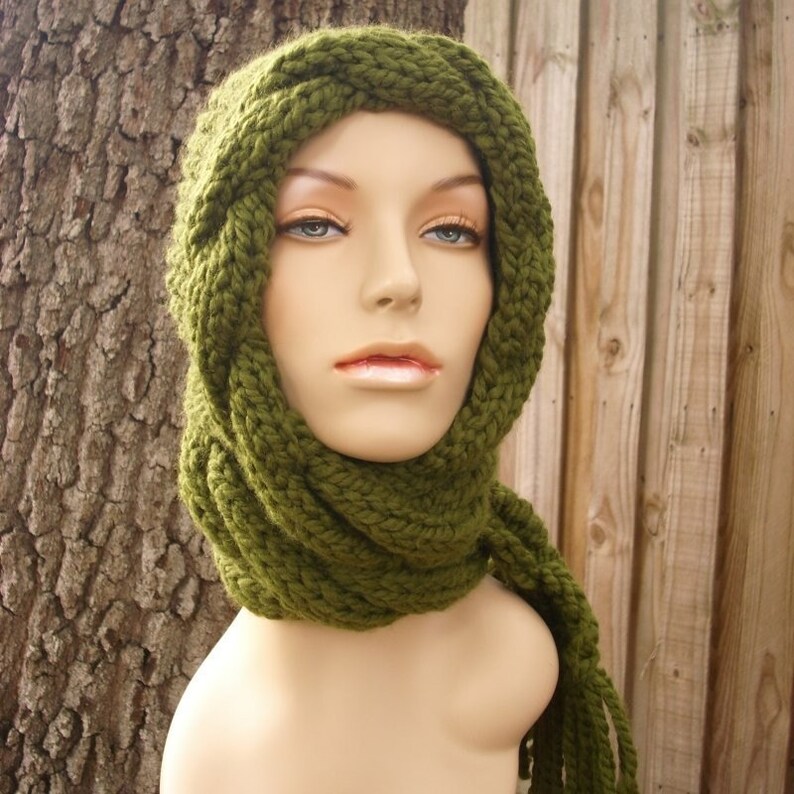 Hooded Scarf Scarf Hat Chunky Knit Hat Womens Hat Womens Etsy