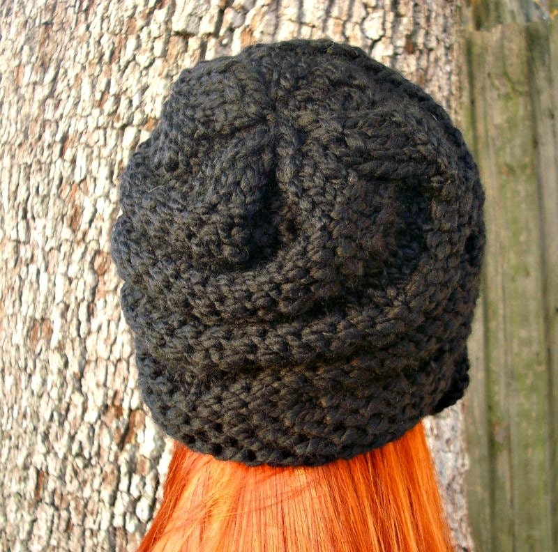 Black Cloche Hat, Chunky Knit Hat, Womens Hat, Mens Hat Black Cloche Hat, Chunky Knit Hat, Womens Hat, Mens Hat