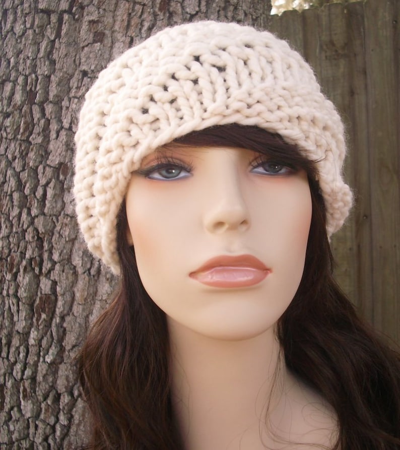 Chunky Knit Hat Mens Winter Hats Womens Hat Cream Hat Cream Etsy