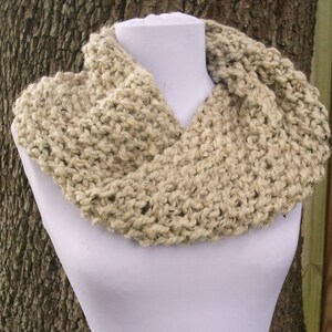 Hand Knit Cowl, Chunky Knit Cowl Scarf, Womens Cowl, Mens Cowl, Winter Cowl, Knit Scarf, Womens Scarf, Mens Scarf, Mobius Cowl, Oatmeal