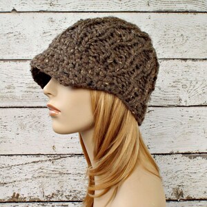 Chunky Knit Hat, Womens Hat, Mens Hat, Winter Hat, Newsboy Hat, Cable Knit Hat, Newsboy Cap, Knit Beanie, Amsterdam Beanie, Barley Brown