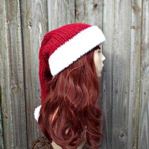 Santa Hat Knitting Pattern - Instant Download Knit Hat Pattern - Christmas Hat Pattern - Adult Size Double Brim Santa Hat Pattern Winter Hat image 7