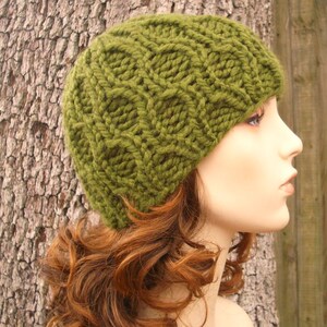 Chunky Knit Hat, Mens Hat, Womens Hat, Winter Hat, Cable Knit Hat, Amsterdam Cable Beanie, Cilantro Green
