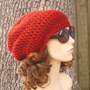 Slouchy Crochet Beanie, Crochet Hat, Slouchy Beanie, Womens Hat, Boho Hat, Beach Hat, Summer Hat, Weekender Slouchy Hat, Cranberry Red