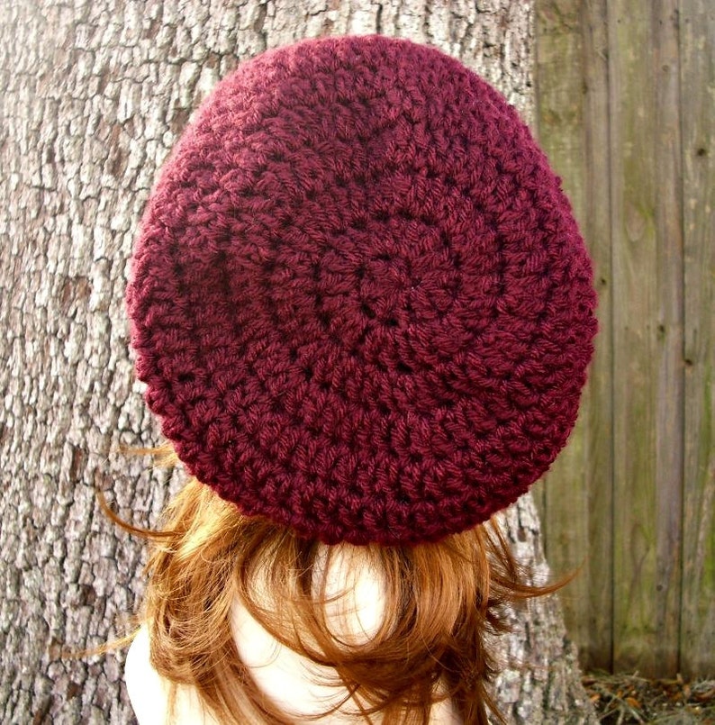 Slouchy Beanie, Womens Hat, Mens Hat, Crochet Hat, Winter Hat, Weekender Slouchy Hat, Burgundy image 5